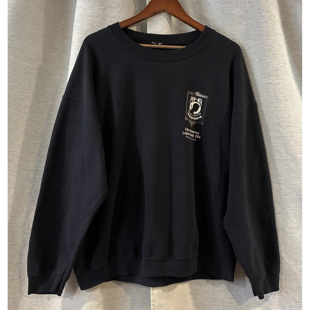 VTG Military POW MIA‎ Sweatshirt Adult Black Made In USA Double Sided